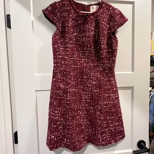 Gal Meets Glam Burgundy Tweed Cap-Sleeve Dress